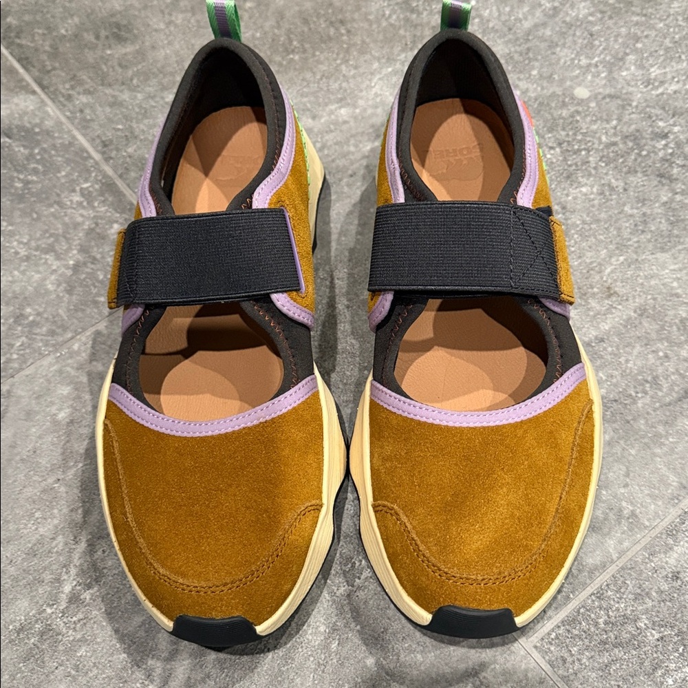 Sorel Women's Suede Slip-On Sneakers in Mustard, Lavender & Black